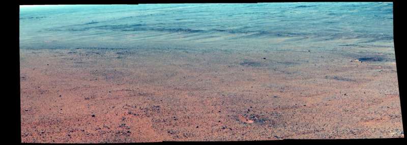 Mars rover Opportunity on walkabout near rim