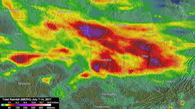 NASA analyzes US midwest heavy rainfall, severe storms