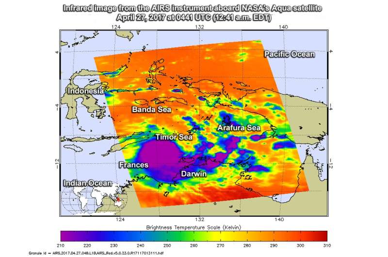 NASA sees formation of Tropical Storm Frances near Darwin