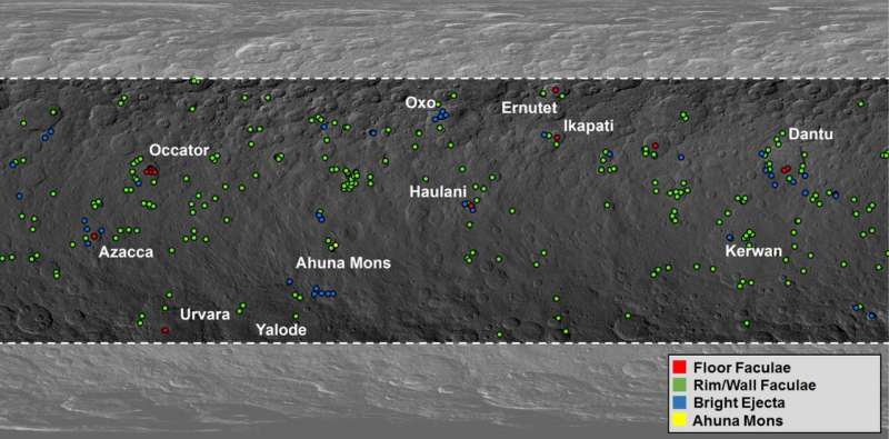 Bright areas on Ceres suggest geologic activity