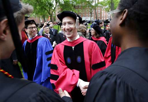 Facebook's Zuckerberg gives Harvard graduation speech