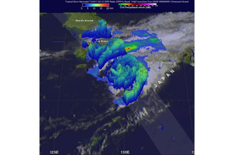 NASA measures Tropical Cyclone Nanmadol's Japan rainfall rates