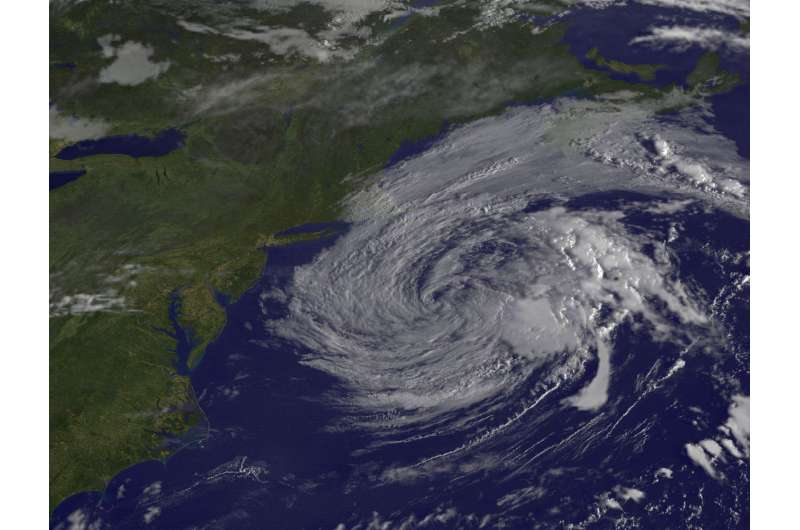 Satellite view of Post-Tropical Cyclone Jose fading