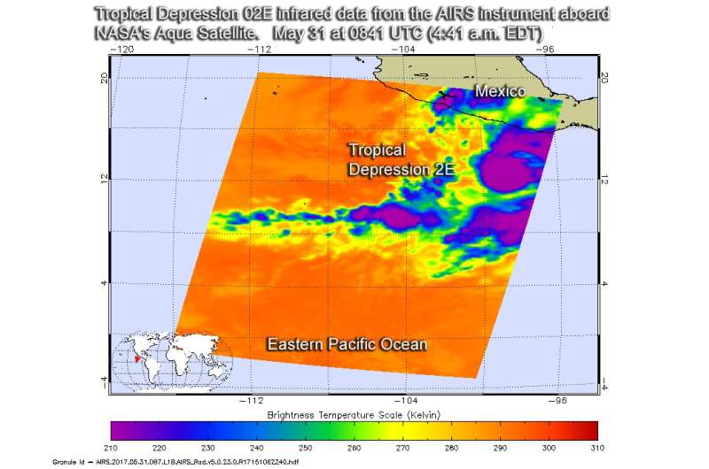 NASA sees formation of Tropical Depression Two-E in Eastern Pacific Ocean