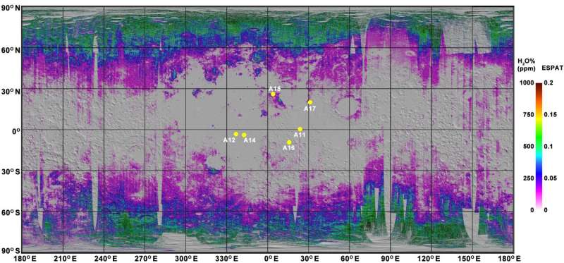 Researchers create first global map of water in Moon's soil