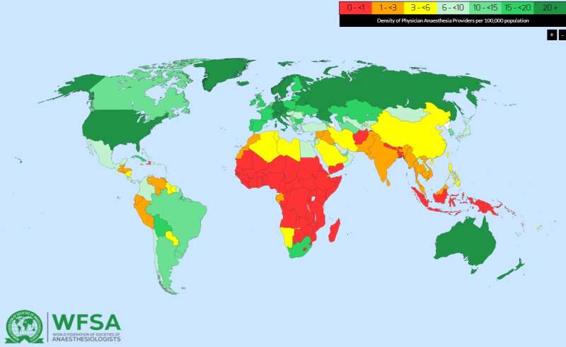 New Anaesthesia Workforce Map shows huge shortages impacting 5 billion people worldwide