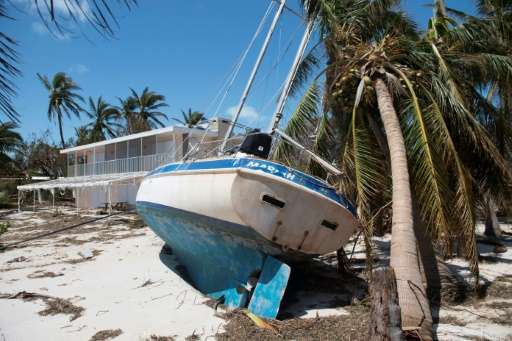 Hurricane Irma's fierce winds brought sailboats ashore in Islamorada, in the Florida Keys