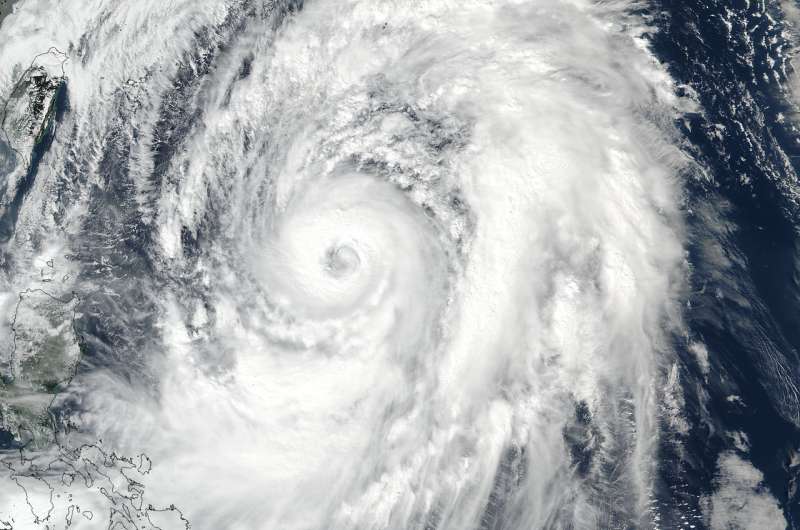 NASA-NOAA satellite sees Typhoon Lan's 50 nautical-mile wide eye