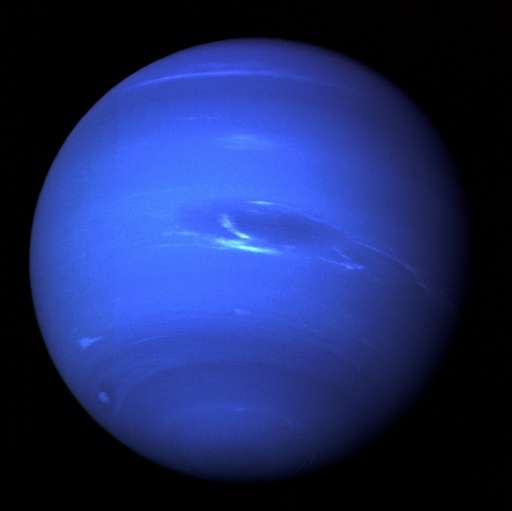 NASA's Voyager 2 spacecraft gave its first glimpse of Neptune and its moon Triton in 1989. This picture of Neptune obtained in A