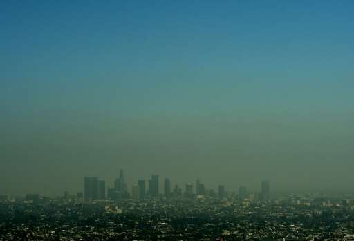 A cloud of smog shrouds the skyline of Los Angeles in California, which has committed to uphold the 2015 Paris climate deal desp
