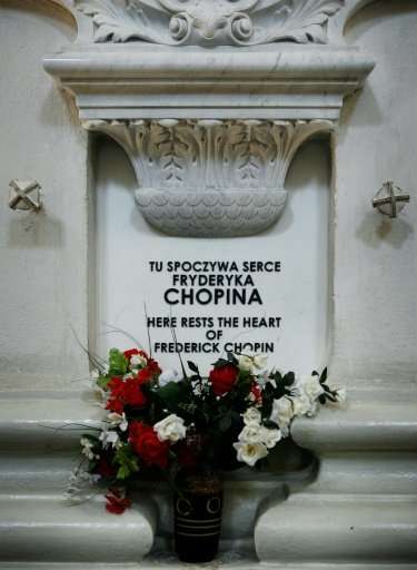A memorial tablet marks the place where Chopin's heart is kept in Warsaw's Saint Cross church
