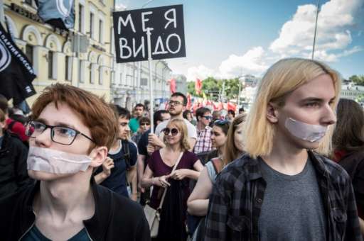 Around 1,000 people demonstrated in Moscow against Russian government controls on the internet