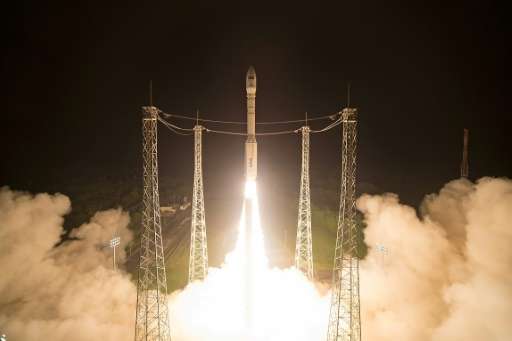 A Vega launcher carrying the Sentinel-2B satellite lifts off from Europe's Spaceport in Kourou, French Guiana on March 7, 2017, 