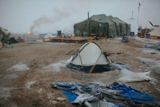 Campers prepare for the Army Corp's deadline to leave the Oceti Sakowin protest camp on February 22, 2017 in Cannon Ball, North 