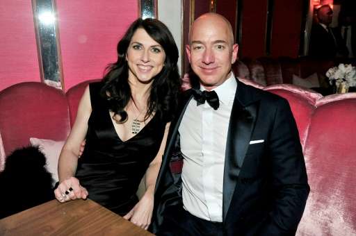 CEO of Amazon Jeff Bezos (R) and writer MacKenzie Bezos attend the Amazon Studios Oscar Celebration at Delilah on February 26, 2