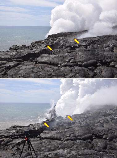 Cliffs collapse at Hawaii volcano, stopping 'firehose' flow