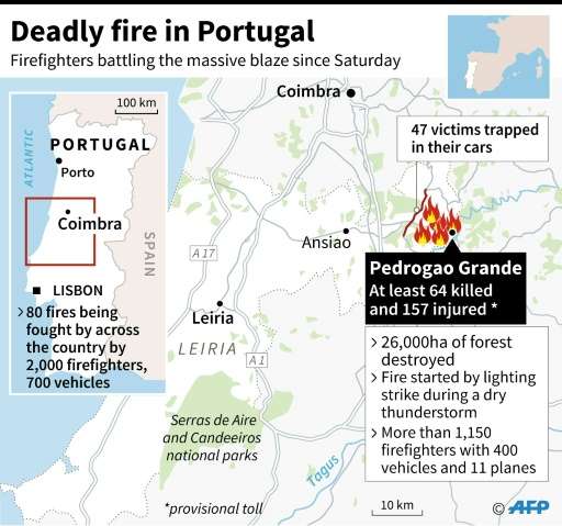 Deadly forest fire rages in Portugal