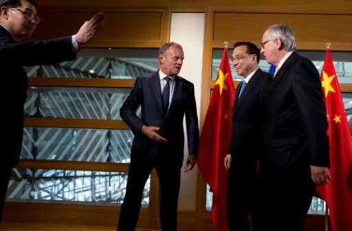 European Commission President Jean-Claude Juncker, European Council President Donald Tusk and Chinese Premier Li Keqiang are vow