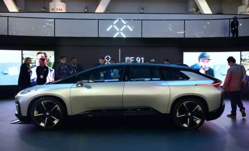 Faraday Future's FF91 electric car prototype is displayed at the 2017 Consumer Electronic Show (CES) in Las Vegas in January