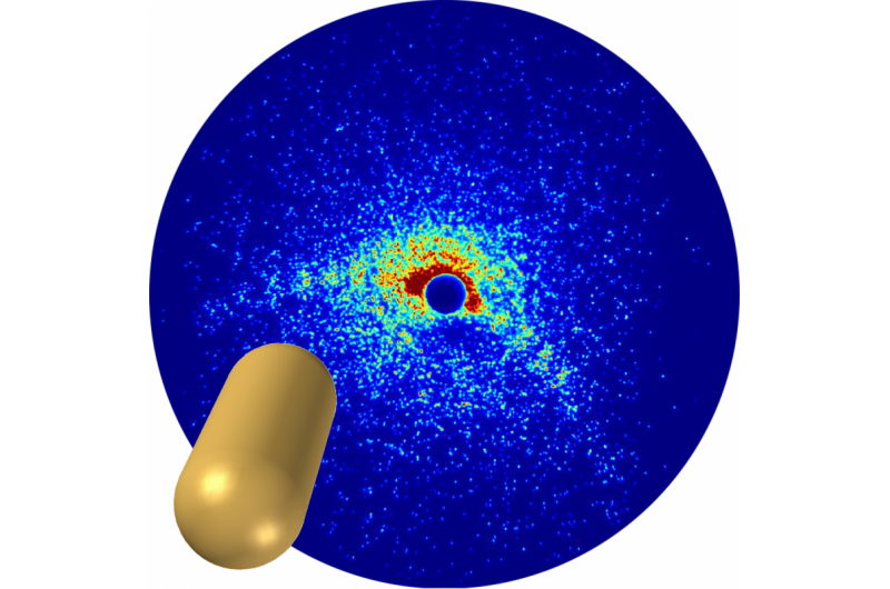 First imaging of free nanoparticles in laboratory experiment using a high-intensity laser source