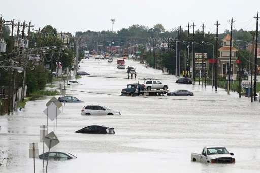 Floodwaters on Telephone Road in Houston on August 30