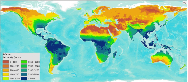 Global erosivity map shows differences between climatic regions