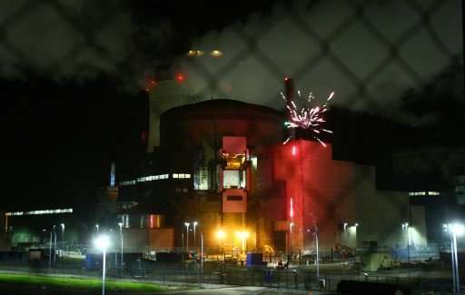 Greenpeace said the fireworks were set off at the foot of a spent fuel pool—where nuclear plants store highly radioactive fuel r