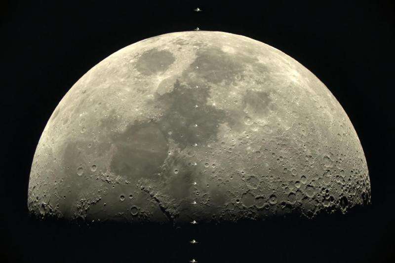 Image: ISS transits the moon