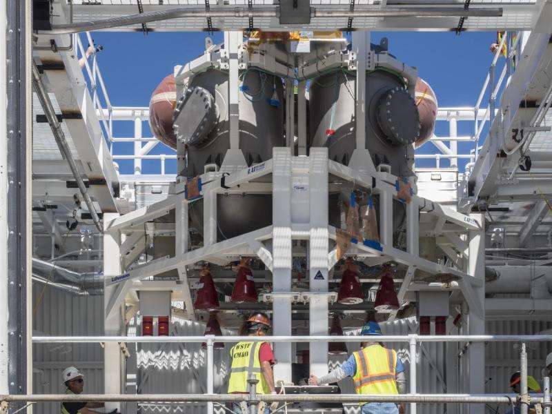 Image: Orion spacecraft progresses with installation of module to test propulsion systems