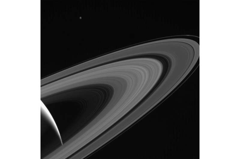 Image: Saturn-lit Tethys