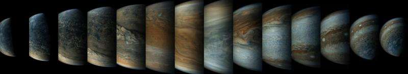 Image: Sequence of Juno spacecraft's close approach to Jupiter