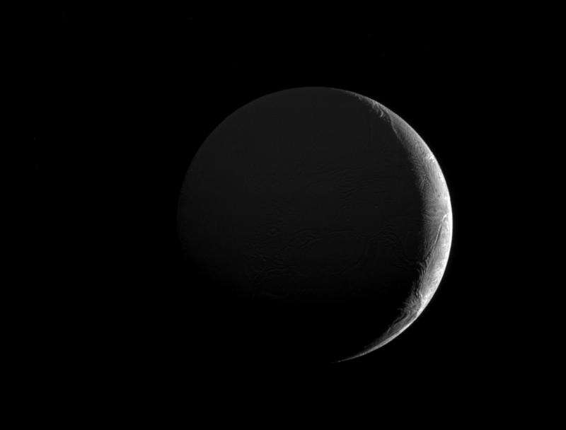 Image: Slim crescent of Enceladus