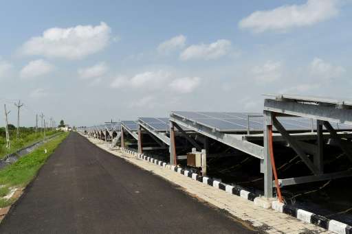 India's first 1 MW canal-top solar power project in Chandrasan village, some 45 km from Ahmedabad