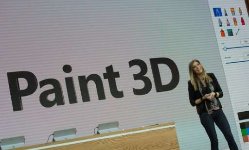 Microsoft executive Megan Saunders introduces Paint 3D at a Microsoft news conference in 2016 in New York. The original Paint ap