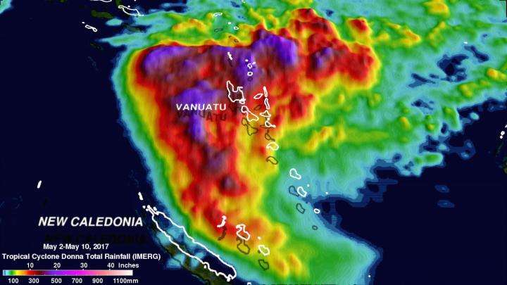 NASA analyzed powerful Tropical Cyclone Donna's extreme rainfall