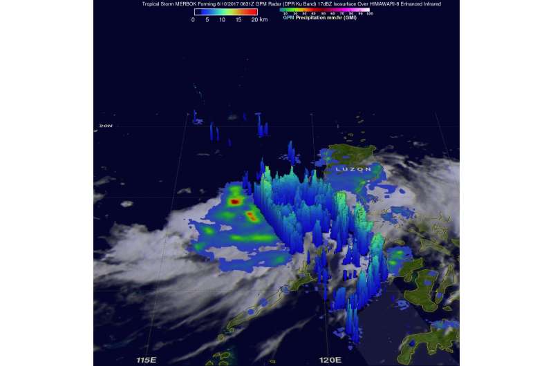 NASA eyed rainfall rates in Tropical Storm Merbok before landfall