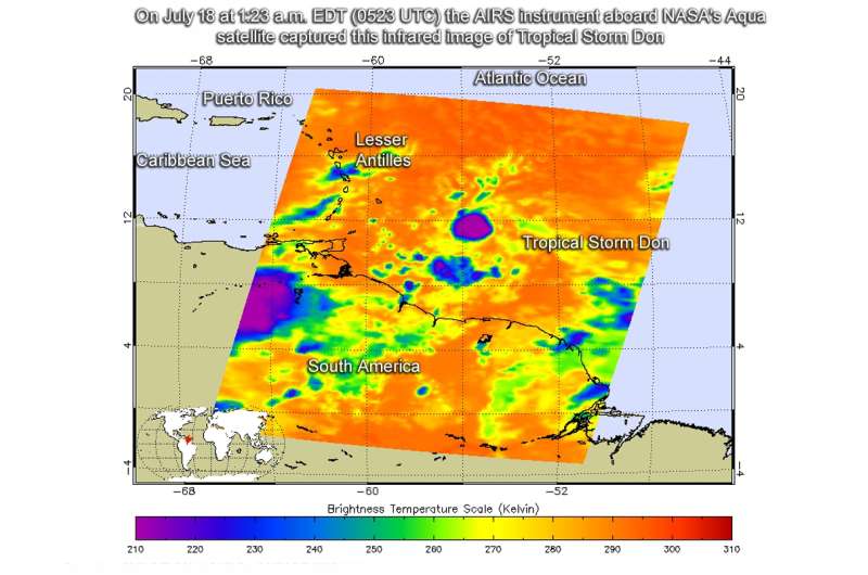 NASA looks at compact Tropical Storm Don in infrared light