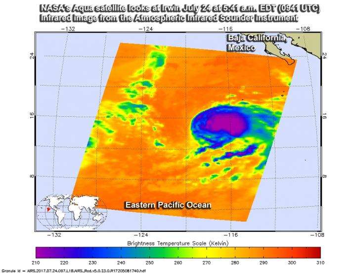 NASA looks at Hurricane Irwin in infrared light