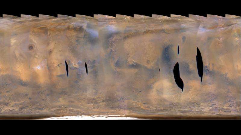 NASA Mars orbiter tracks back-to-back regional storms