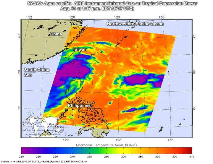 NASA sees large Tropical Depression Mawar develop