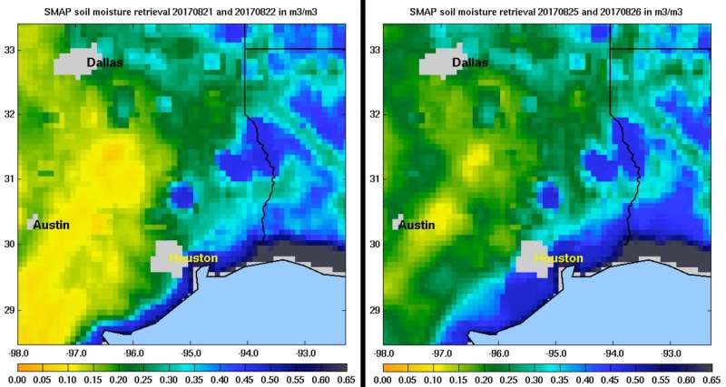 NASA shows how Harvey saturated areas in Texas