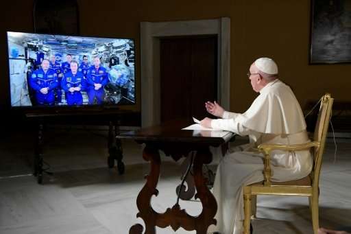 Pope Francis chats with six astronauts at the International Space Station