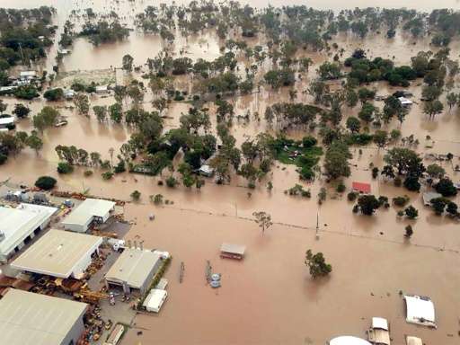 Port Curtis in Rockhampton, Australia, has suffered flooding after a cyclone dumped massive amounts of rain on Queensland state