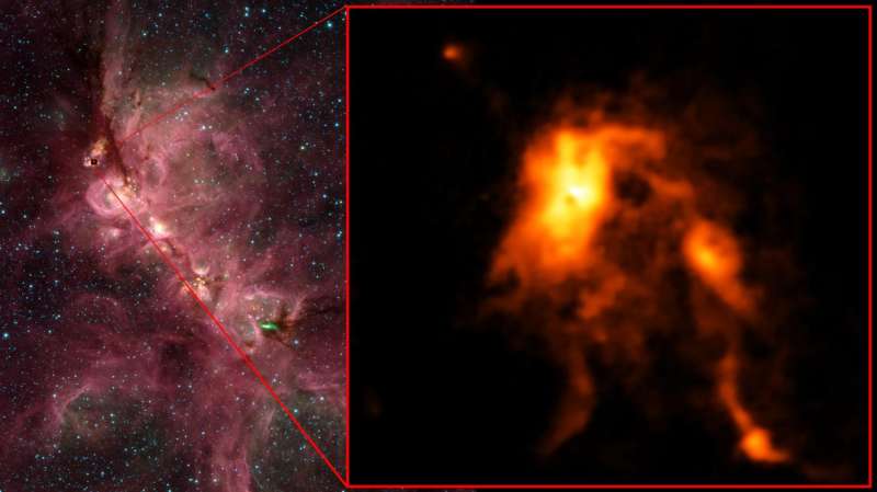 Protostar blazes bright, reshaping its stellar nursery