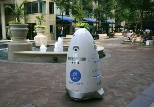 Rosie, a five-foot (1.5 meter) tall outdoor K5 security robot, has taken up patrols at the Washington Harbour retail-residential