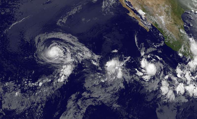 Satellite shows a weaker Hurricane Fernanda