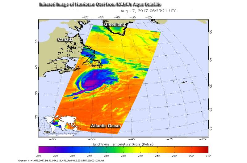 Satellites show Hurricane Gert being affected by wind shear