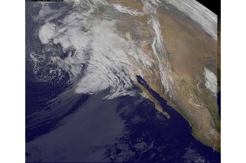 Satellite views storm system affecting Southern California
