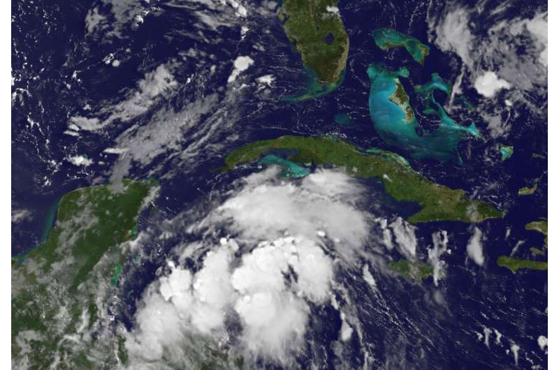 Satellite watches remnants of Tropical Storm Harvey near Honduras