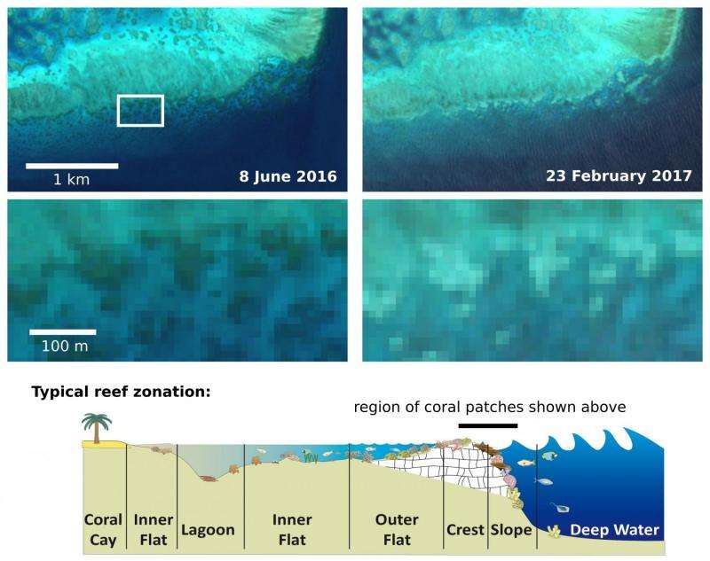 Sentinel-2 captures coral bleaching of Great Barrier Reef